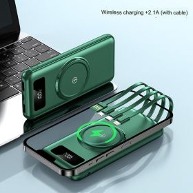 66W Comes With 3 Wires Super Fast Charge 20000mAh Power Bank Large Capacity Mobile Power (Option: Green-30000mAh)