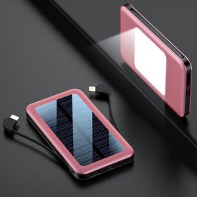 Square Aluminum Shell Solar Power Bank With Cable (Option: Rose Gold-20000mAh)