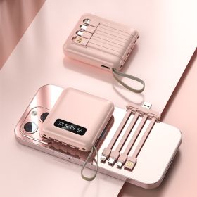 Compact And Portable With Built-in Cable Power Bank (Option: Pink-20000mA)